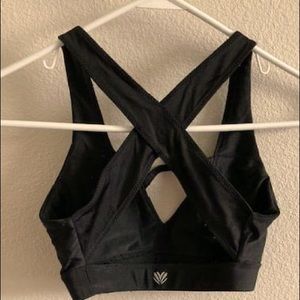Black sports bra, with cross in back